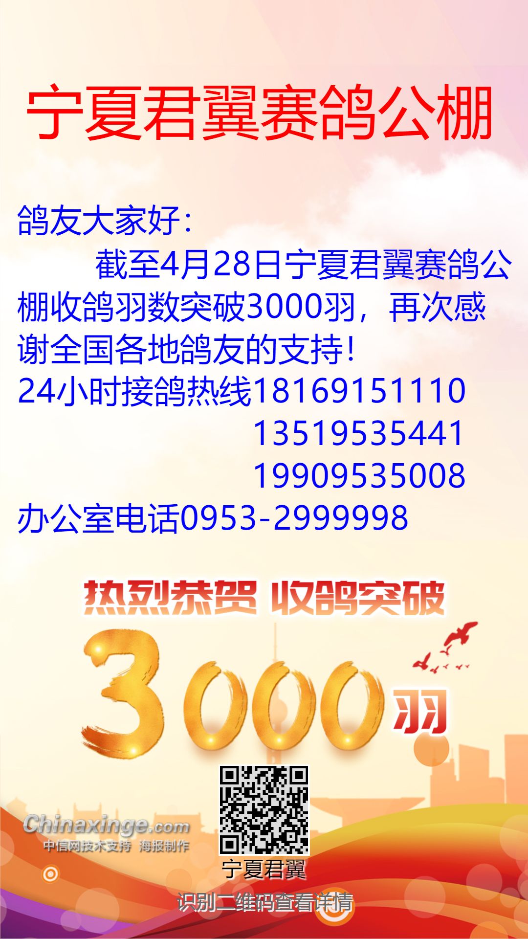君翼赛鸽公棚秋棚最新公告发布